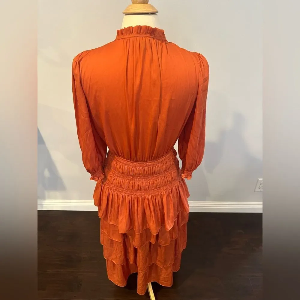 Maje Maxi Mock Neck Orange Dress-Size 40 large - Picture 3 of 5